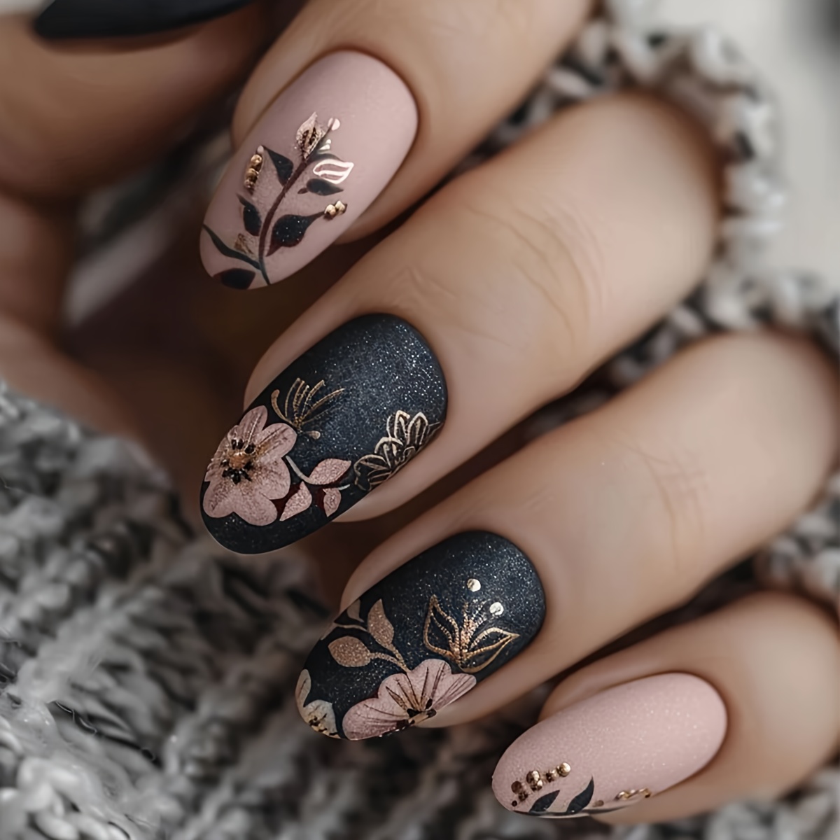 24pcs autumn winter short nails set 10 leaf designs 8 - Temu