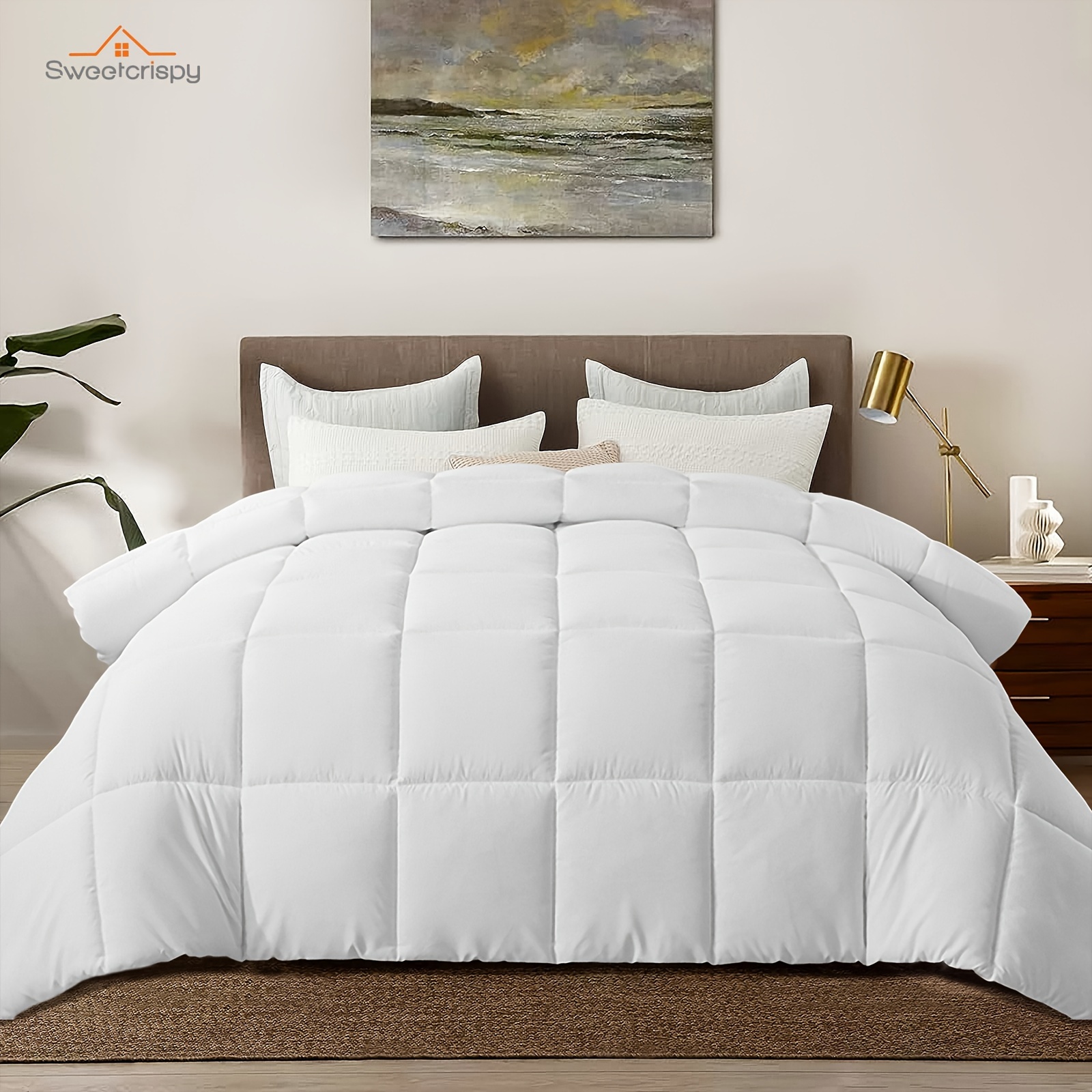 

All Season Cooling Comforter, Ultra-soft Fluffy Fiber Quilt, Lightweight Bedding Comforters Luxury Breathable, Suitable For All Seasons