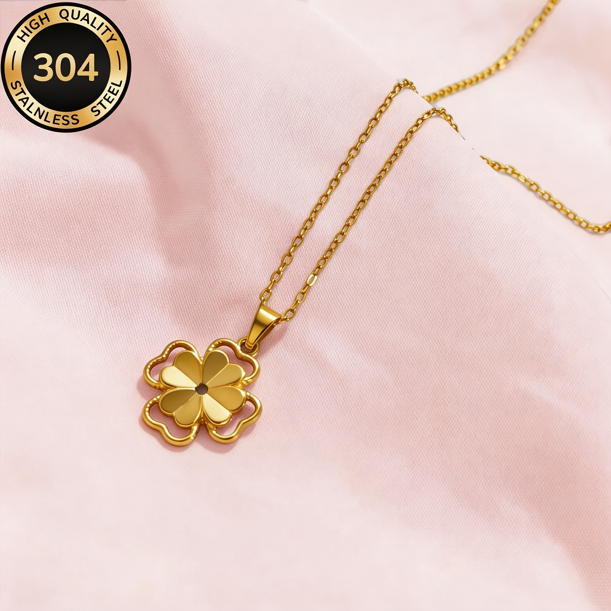 Image of 18k Gold-plated Anti-fading Steel Flower Pendant Necklace, Hypoallergenic, Women's Fashion Necklace, Easy And Elegant, Comfortable And Versatile, Daily And Party Wear, Exquisite Gift For Women