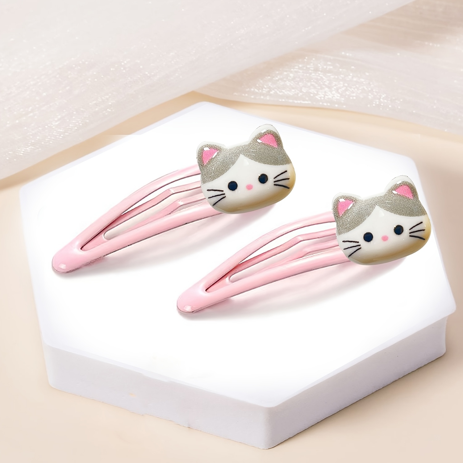 TEMU 2/5pcs Cute Cat Hair Clips Set Cartoon Heart Side Bangs Clip Hairpin Hair Additions Side Clip Hairpin, Suitable For Daily Wear And Travel Photo