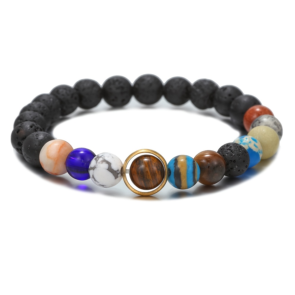 E-shop Naturstein Acht Planeten Perlenarmband, Naturstein Acht Planeten Armband für Männer und Frauen, Geschenk für besten Freund, Vatertagsgeschenk