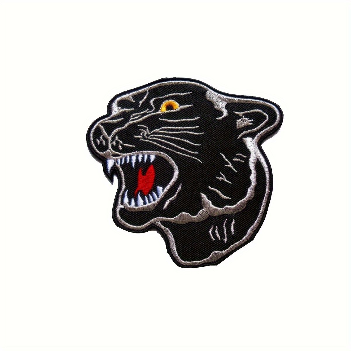 

1pcs Large Embroidery Iron-on Patch, Black And Grey With White And Red Accents Appliqué For Backpacks And Clothing