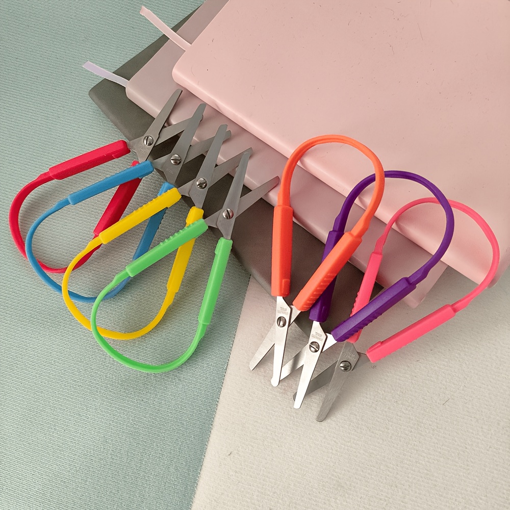 TEMU Ensemble de 4, Mini ciseaux ronds aléatoires de 5,3 pouces - ergonomique, coupe de , poignée facile à presser, convient pour l'artisanat, et les