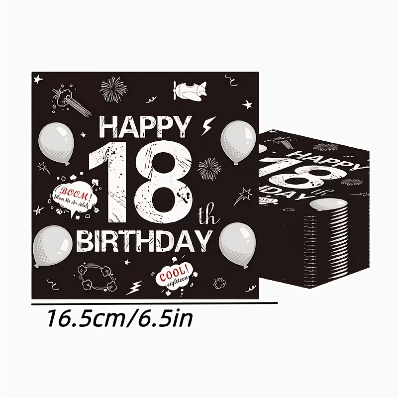 Image of Set Of 20 Black And Silvery Napkins For An 18th Birthday Celebration, Perfect For Party Decor For Halloween、christmas