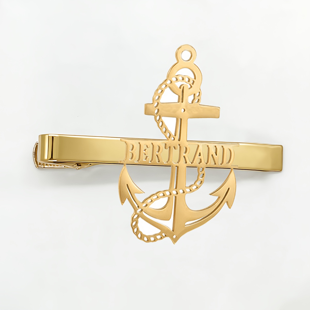 TEMU 1pc Men's Custom Name Anchor Tie Clip, Men's Fashion Personalized Nameplate Tie Clip; Classic Stainless Steel Tie Clip; Custom Jewelry Men's