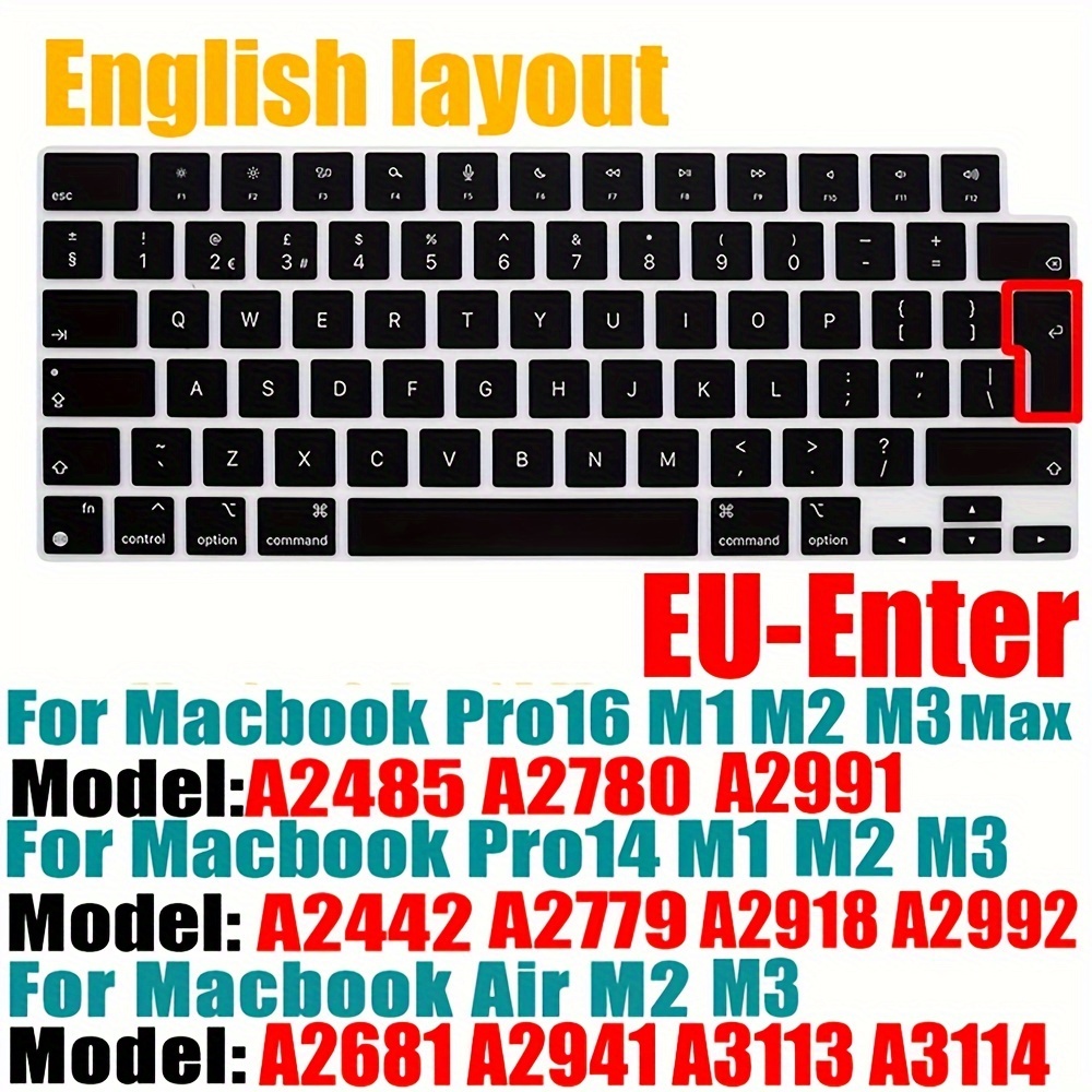 Image of Ultra Thin Keyboard Cover For , A2442 A2485 A2779 A2780 -