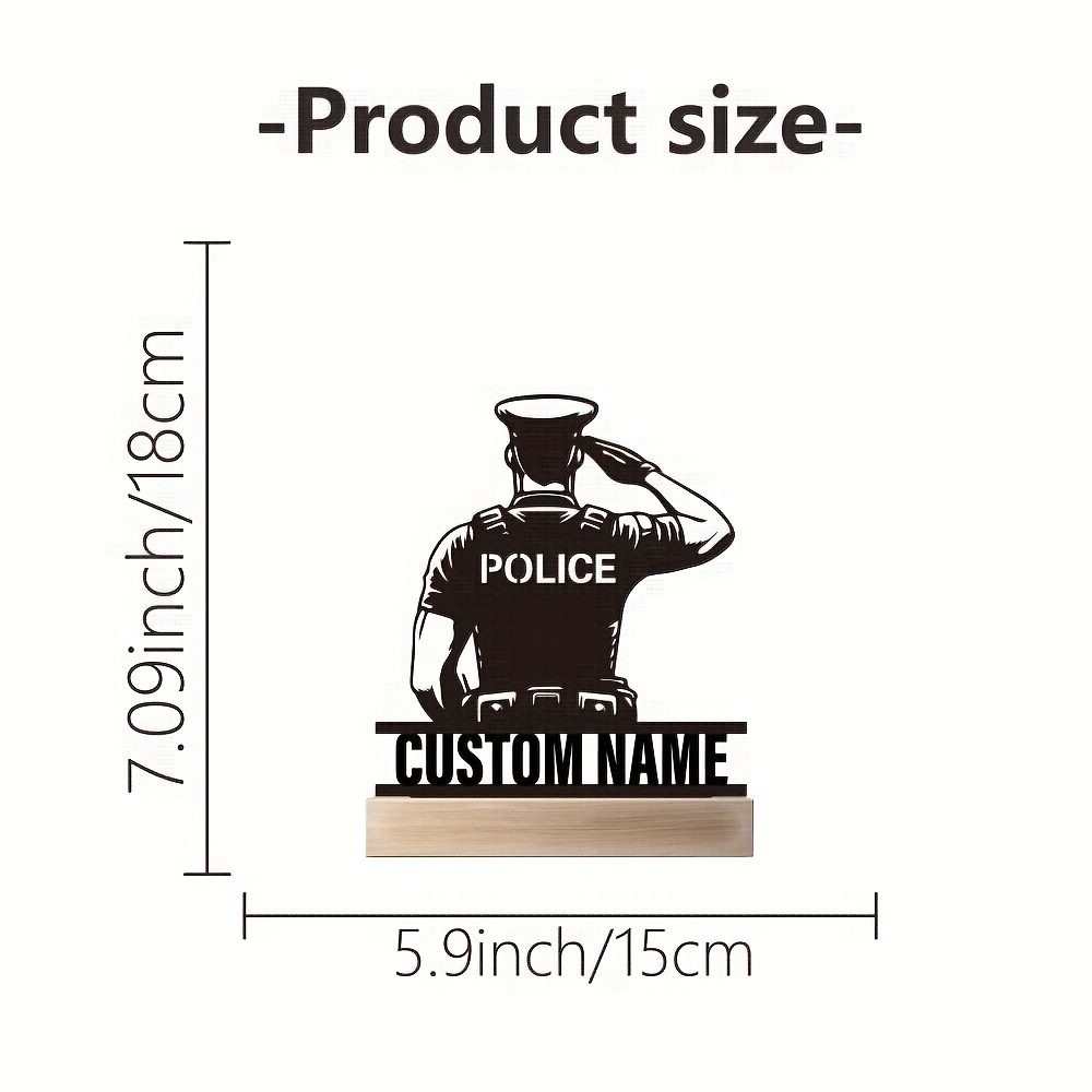 TEMU Custom Metal Police Portrait Badge-personalized Desktop Brand, Home Decoration And Retirement Gift, Durable Metal Material, Custom Text, Law