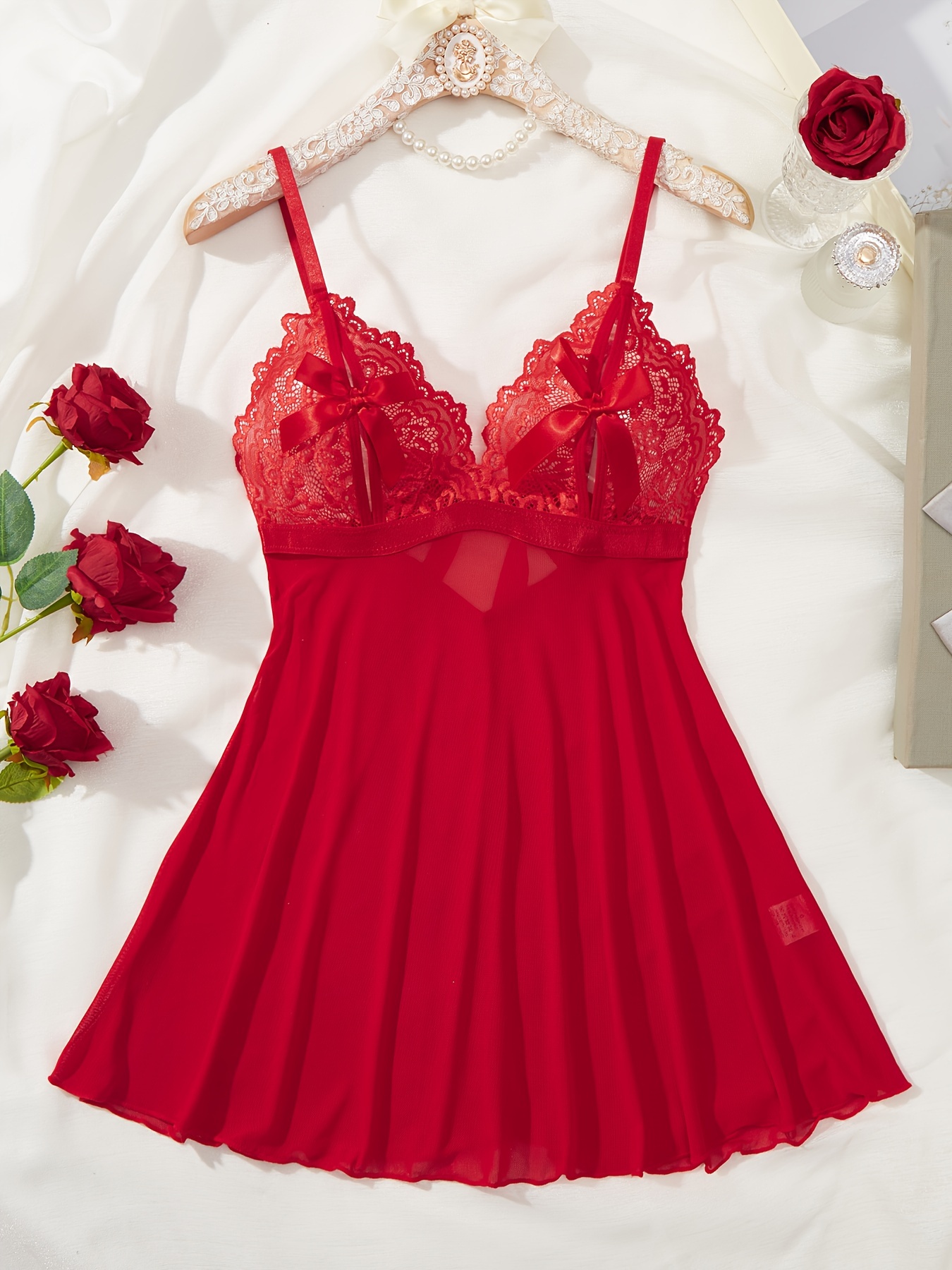 de encaje con vestido de sexy de malla con costuras de Babydoll sin  espalda profundo, lencería y ropa interior sexy para