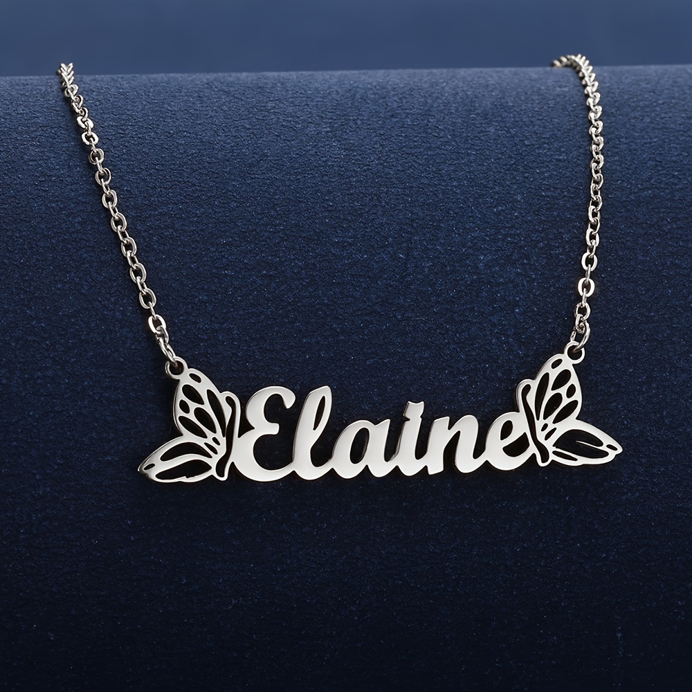TEMU Informations personnalisées peuvent uniquement contenir anglaises) Nouveau collier personnalisé avec nom de papillon creux, facile à bricoler et