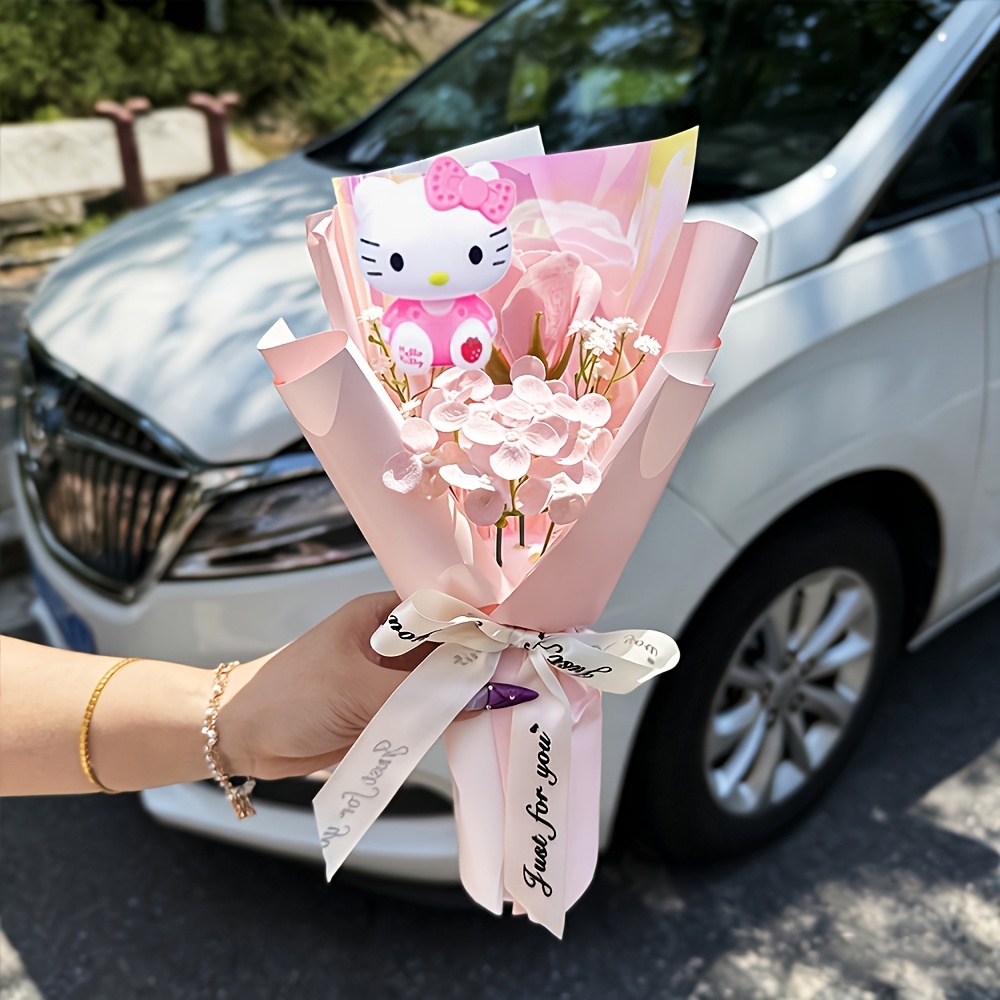 Faux Flower Hello Kitty Rose Hello Kitty Artificial Rose Flower New Year Gift Hello Kitty Rose Bouquet Souvenir Hello 's Day Gift Christmas Gift Suitable Birthday Gift For