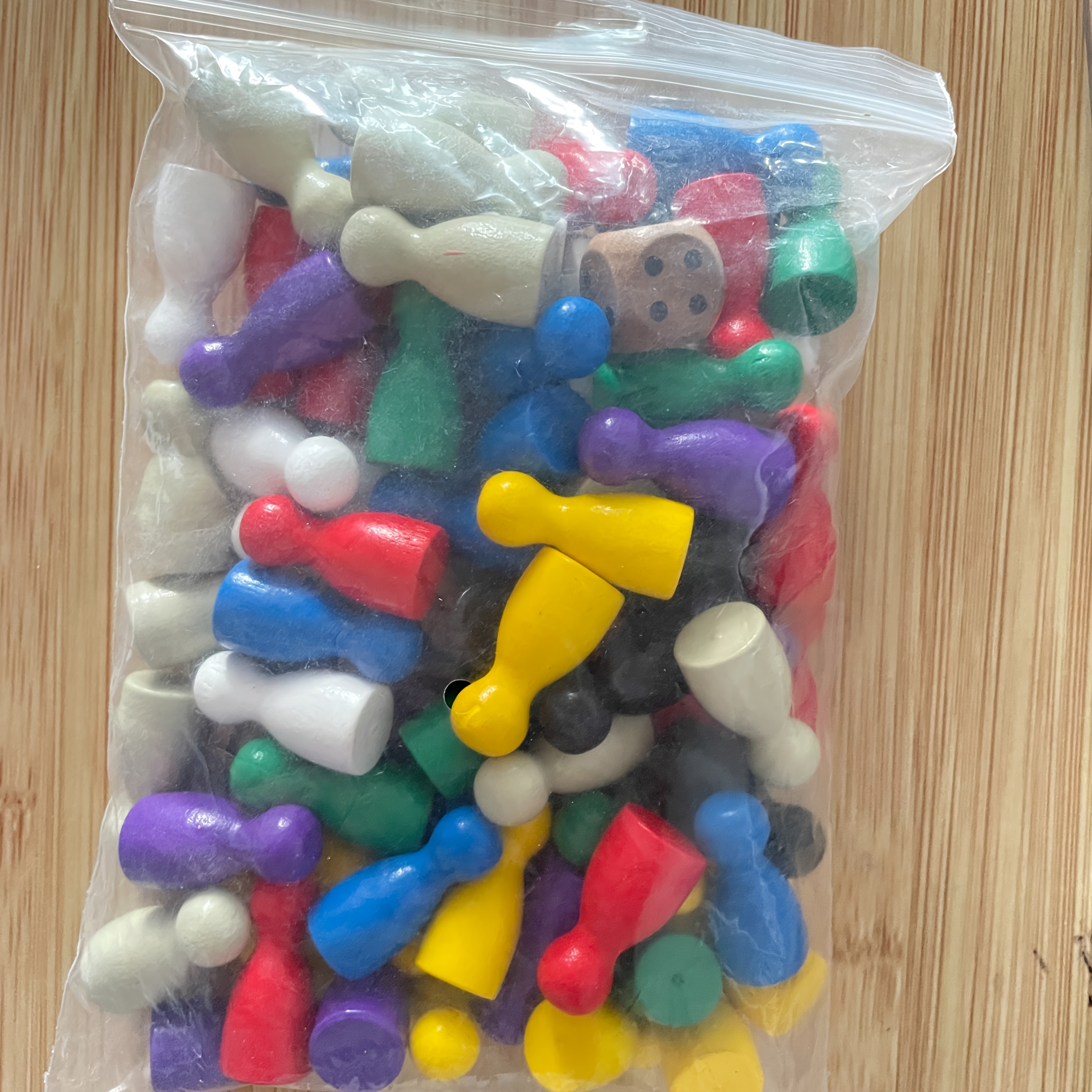 Image of 82pcs Multicolored Wooden Game Pieces And Dice - Tabletop Markers For Board Games, Suitable For Family Gathering Games