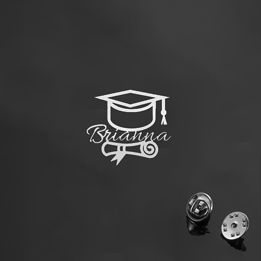TEMU 1 Broche de Diplôme Personnalisée avec Nom, Broche de Style Académique pour Femmes, Bouton de Certificat de Diplôme avec Lettres Personnalisées,