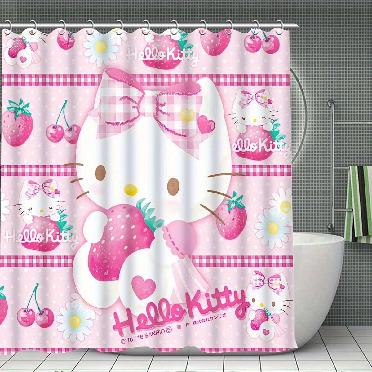 Sale Hello Kitty Shower curtain water resistance kawaii cute pink