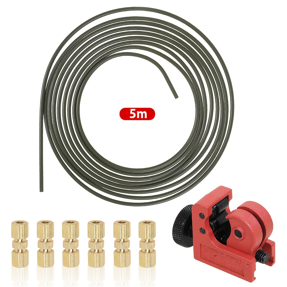 Image of Universal Automotive Brake Line Replacement Kit 5m Iron Brake Tubing With 6pcs Brass Fast Connectors And Mini Pipe Cutter Set
