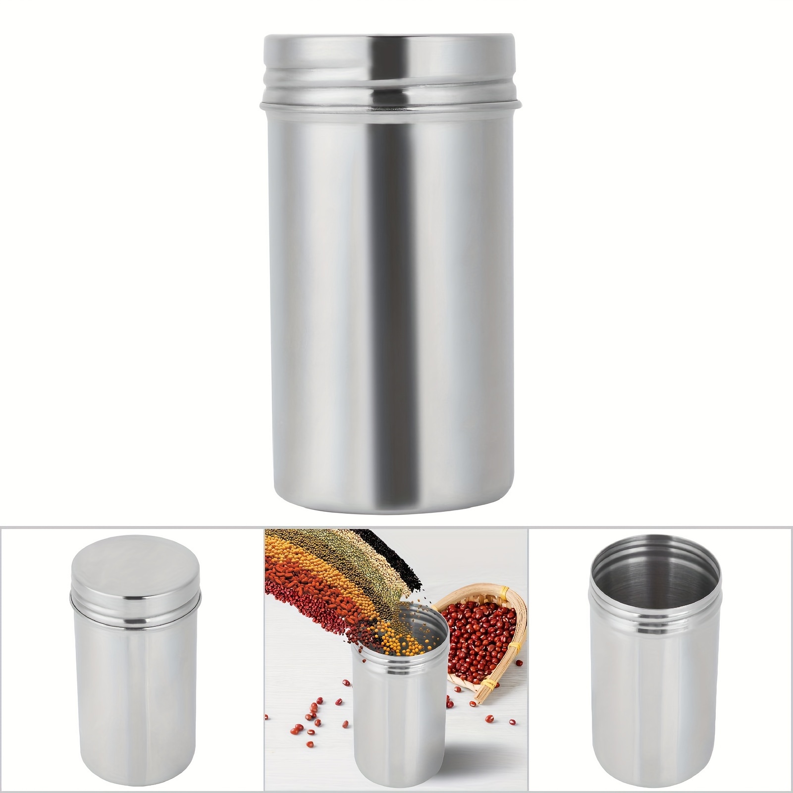 

304 Stainless Steel Sealed Storage Jar Portable Tea Coffee Beans Container 420ml