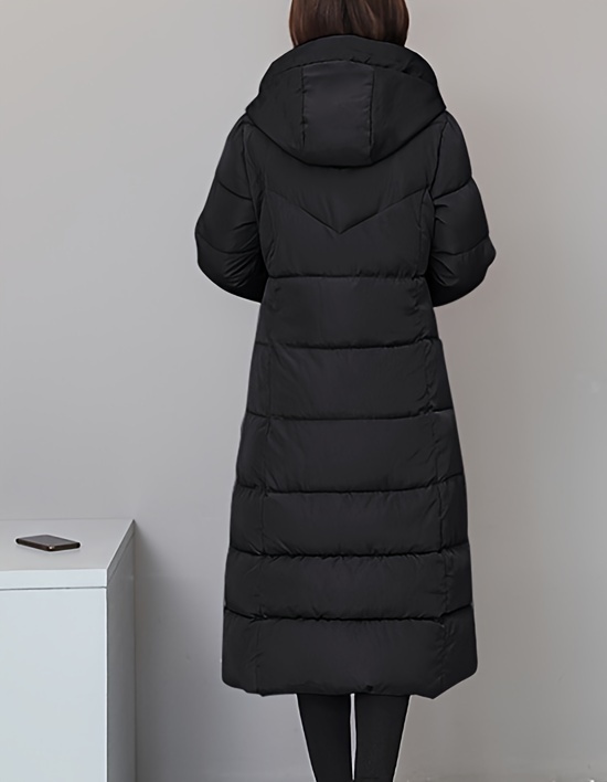 Kapuze Schicker Schwarzer Mantel Damens Wintermantel Verstärkter