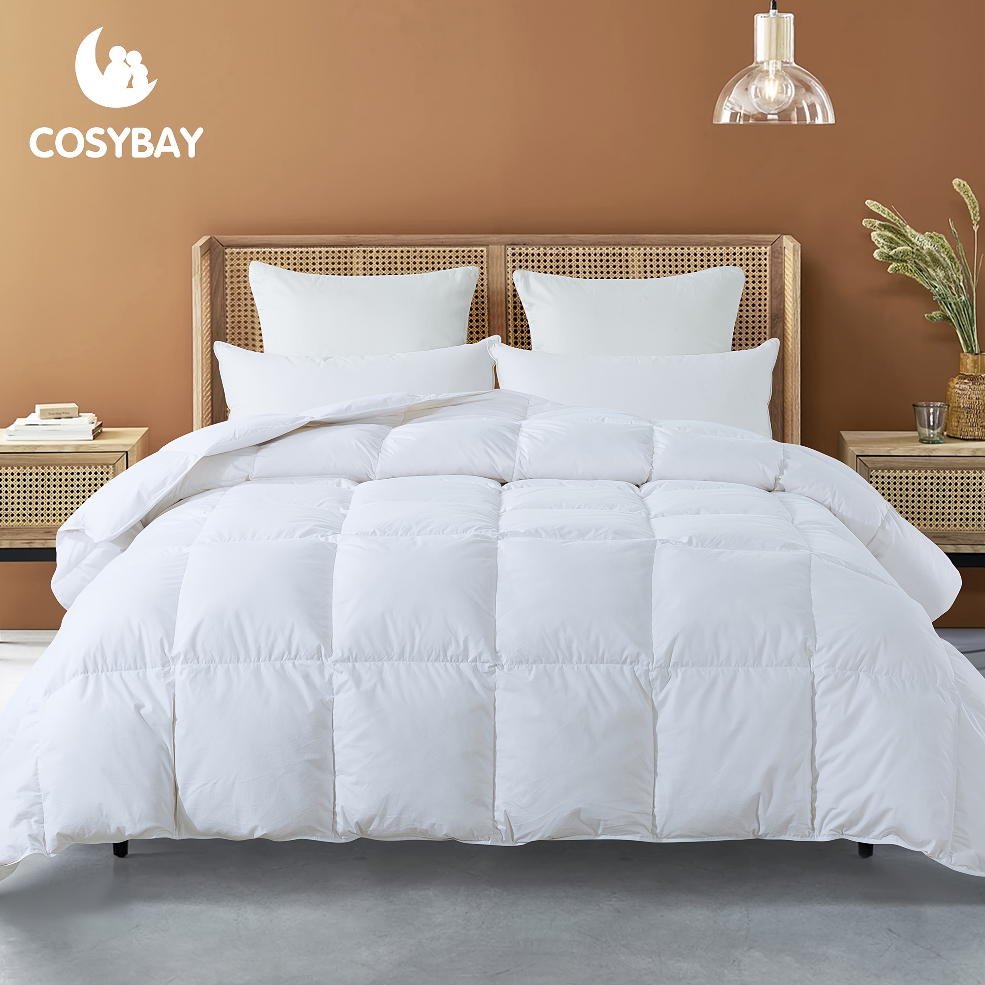 

Cosybay King Size Feather Comforter Filled With - All Season Size Duvet Insert- Luxurious Hotel Bedding Comforters With 100% Cotton Cover - King 106 X 90 Inch