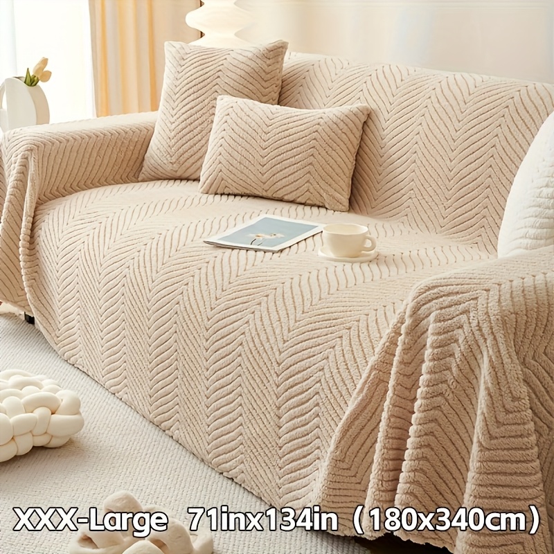 TEMU 1pc Plush Thickened Pet-friendly Non-slip Sofa Cover, Suitable For Living Room/bedroom Sofa Cushion Decorative Throw Blanket, Office/living Room