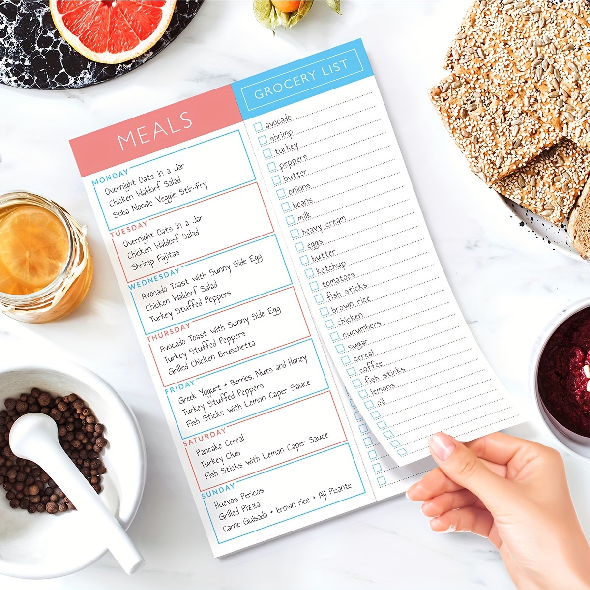 

Meal Planner Pad: 5.71x 8.46 Inch Notepad For Organized Weekly & Daily Planning | Tear-off Grocery List Checklist For Convenient Shopping