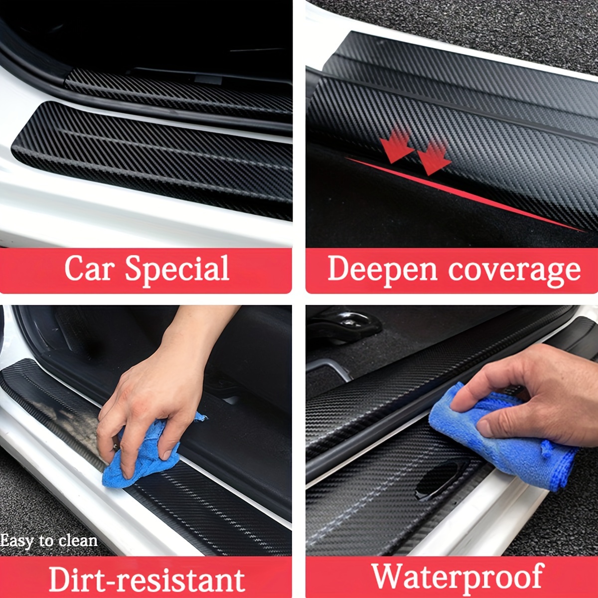 8pcs car door sill protection sticker carbon fiber textured pvc leather sticker for   for vw for ford Product details 3