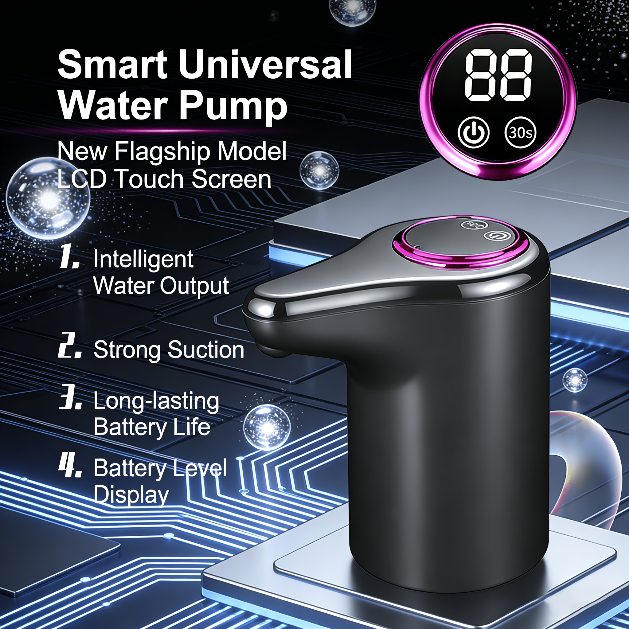 TEMU Pompe électrique pour bouteille d'eau, distributeur d'eau automatique rechargeable par USB, convient aux bouteilles d'eau de 3 à 5 gallons,