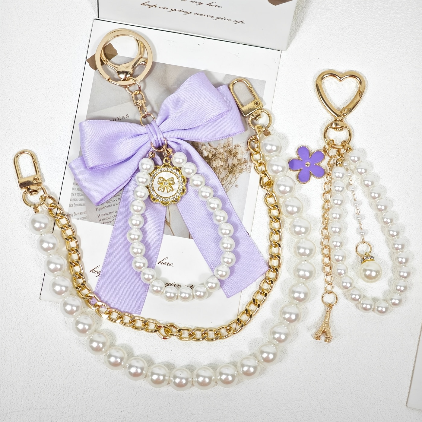 3pcs Chic Metal Bag Charms & Keychains Set, Elegant Handbag Decorations