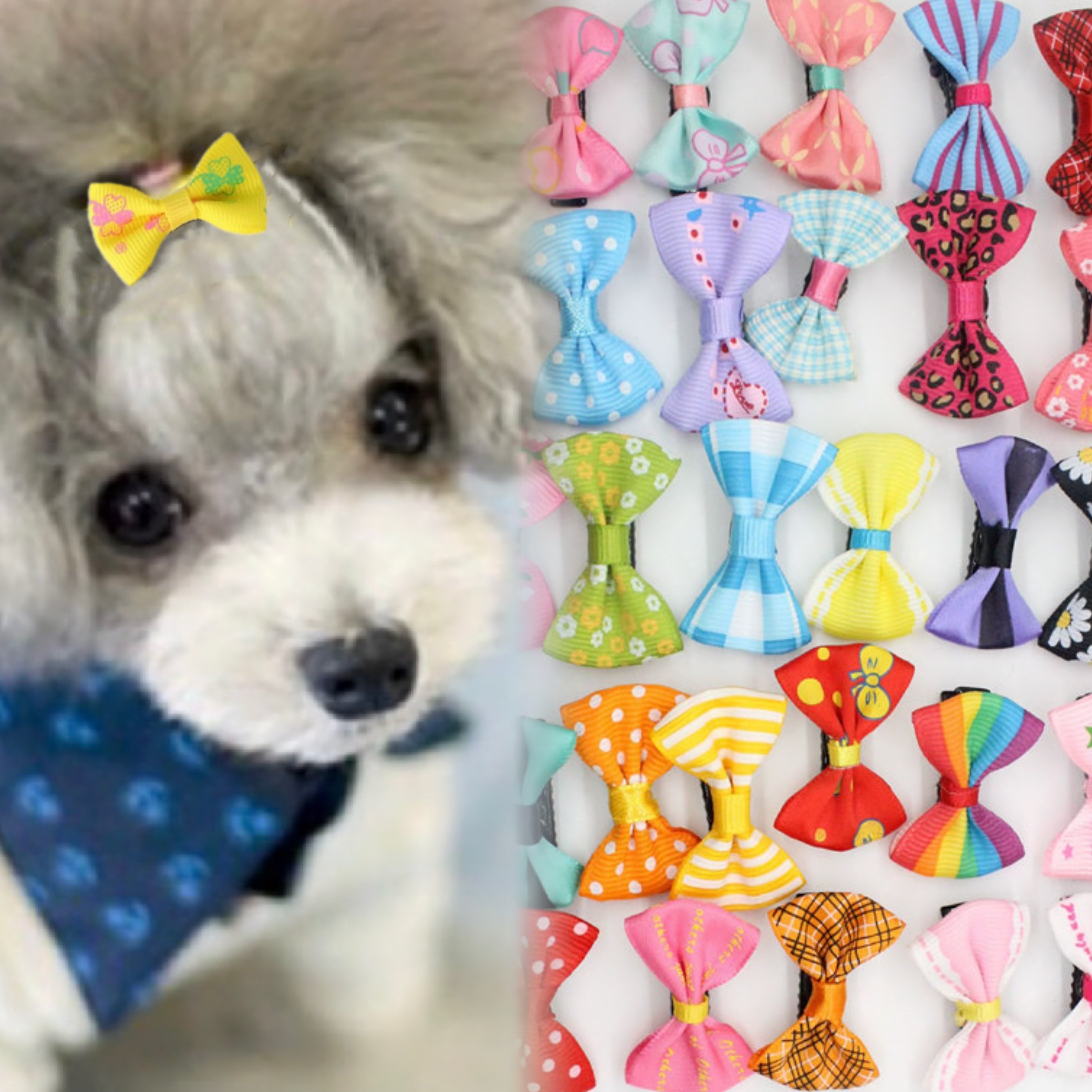 

10pcs-cute Puppy Small Bow Hair Clips With Metal Clips Handmade Hair Accessories Bow Pet Grooming Products