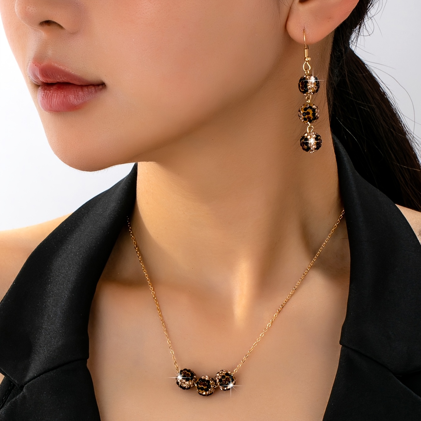 TEMU A Set Of Simple And Sexy Rhinestone Leopard Print Soft Clay Beads For Autumn And Winter, Creative Valentine's Day Design, Versatile Daily Party
