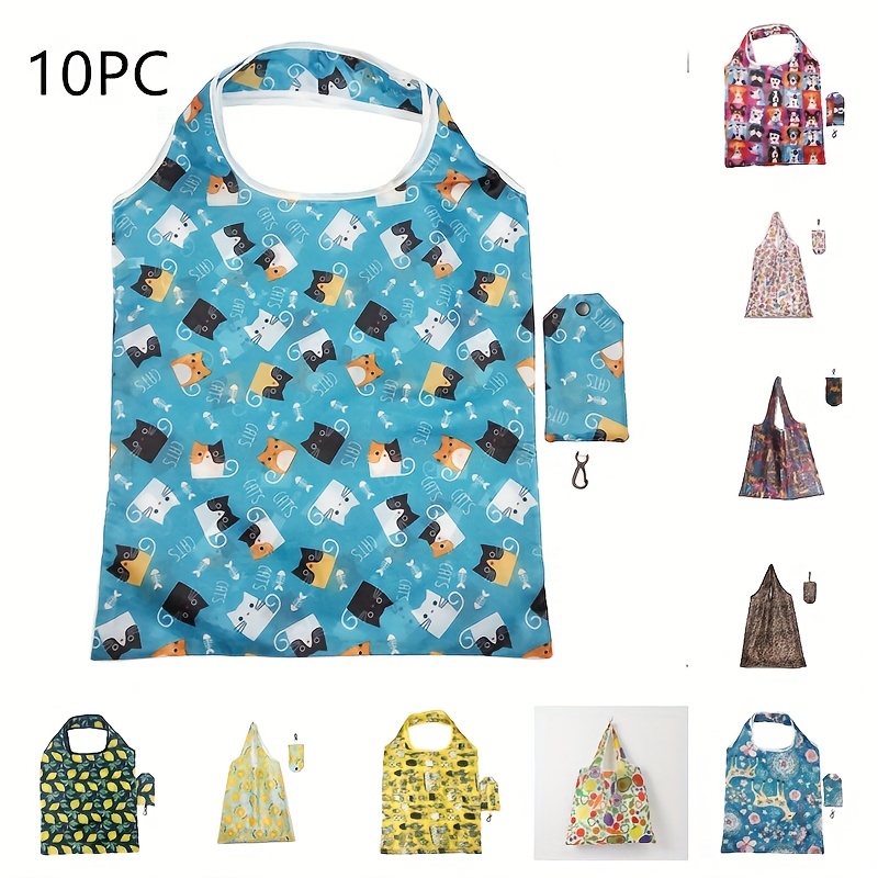 TEMU 10 Reusable Shopping Bags, Foldable Bags, Suitable For Shopping, Office Use, Travel, Organizing, And Storage