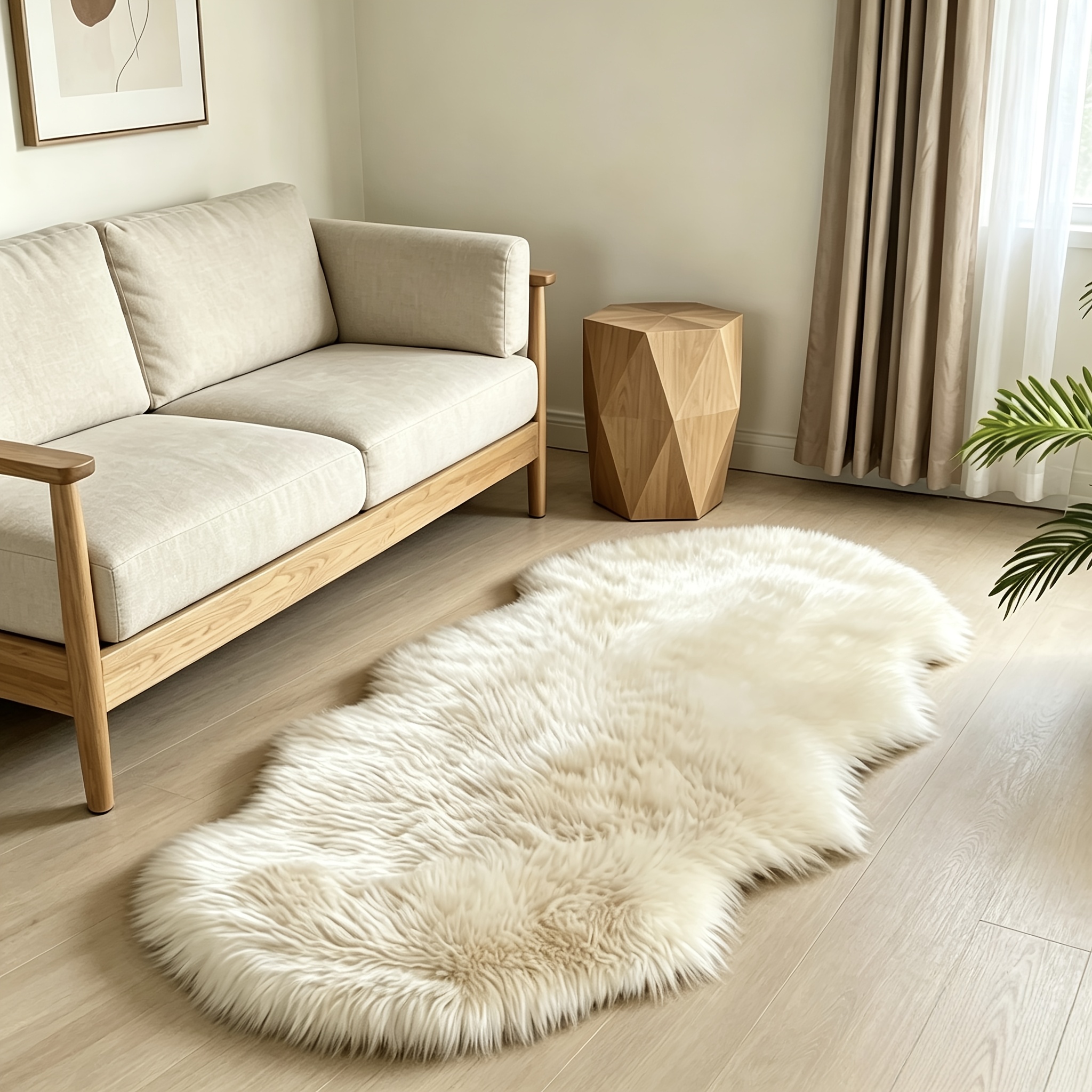 TEMU Moderne Licht Luxe Asymmetrische Bedkamer Vloerkleed Slaapkamer Woonkamer Pluche Mat Lange Strip Irreguliere Kastmat