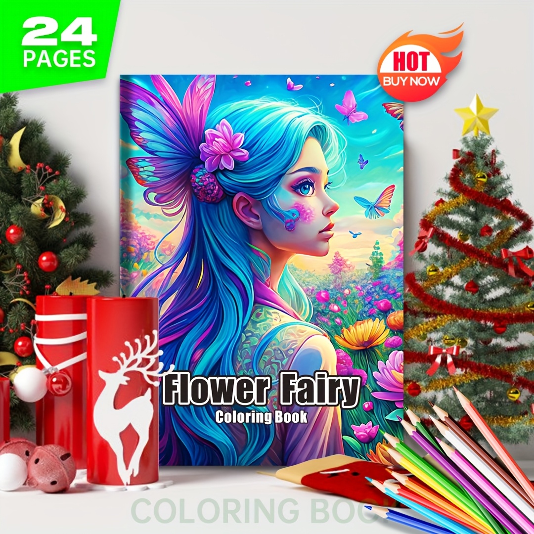Image of Flower Fairy Adult Coloring Book - Gift For Her, It Can Stress And Soothe Emotions, An , Gift For Birthdays, Valentine's Day, Christmas, Mother's Day, Et