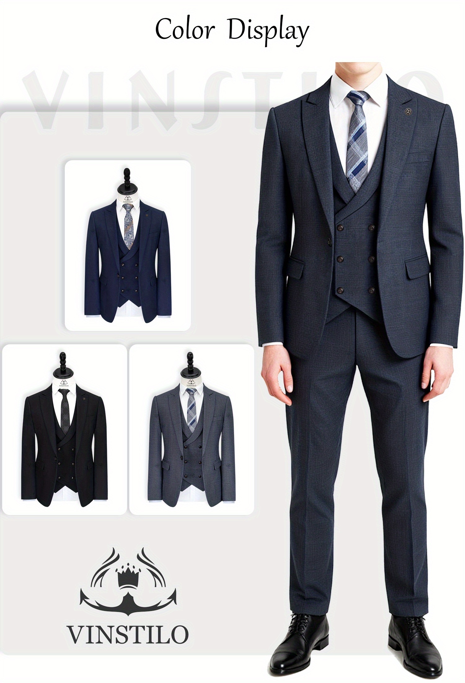 New Full Set of Men'S Suit 3pcs Set, Fashionable Business Style, Casual Slim-Fit High-Quality Clothing