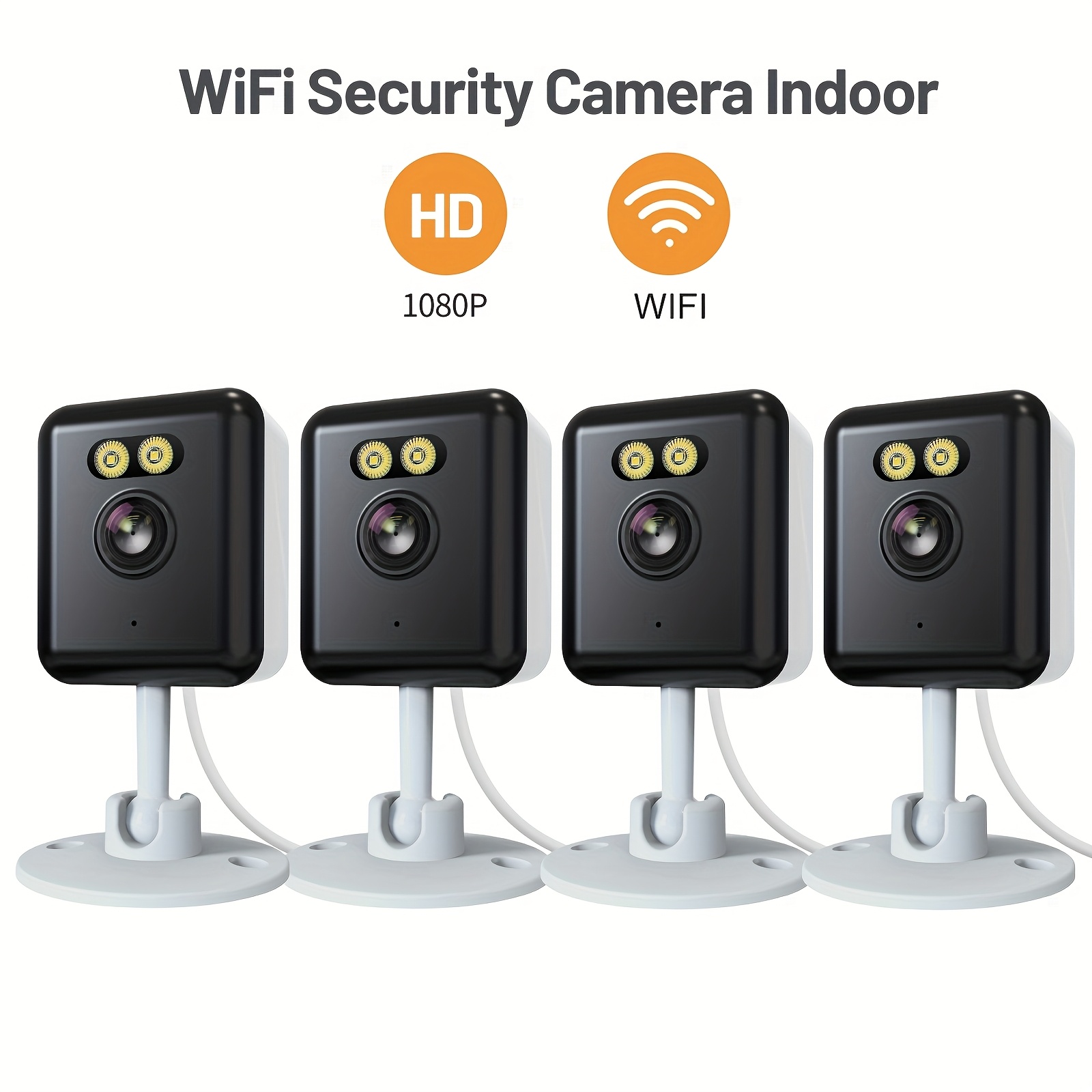 TEMU 2-pack/4-pack 2.4g Wifi Home Indoor Security Cameras, 1080p Full Hd Wi-fi Smart Camera With Night Vision, Audio, Detection, Smartphone App