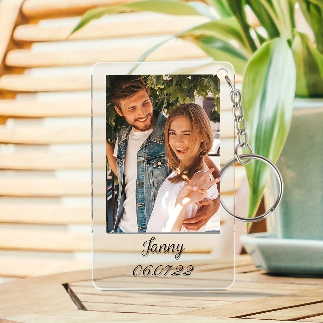 TEMU 2d Flat - 1pc Customized 2d Flat Keychain Personalized Photo Keychain Custom Photo Text Nameplate Keychain Suitable For Lovers, , Couples,