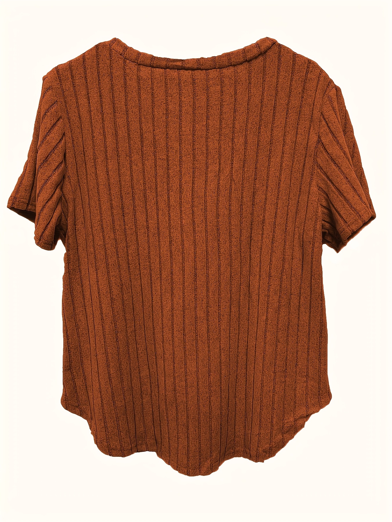 Plus Size V-Neck Casual Elegant Women's Top - Stretchy Fabric, Machine Washable, All-Season Versatile Blouse for Everyday & Formal Wear, Ribbed Texture, Medium Elasticity