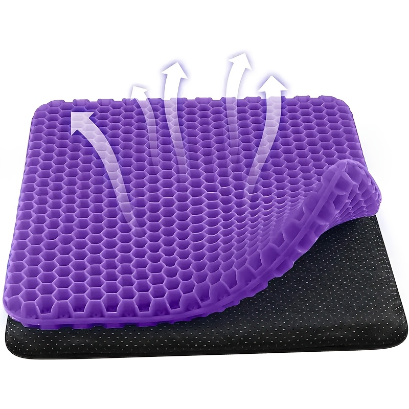 Ergonomic Honeycomb Seat Cushion with Cooling Gel layer - Anti-Slip TPE Cushion Pad, Breathable Hexagonal Design for Car, Office, Home - Thick Padding (3.5cm), Non-Slip Base - Blue (16.5x14.6x1.4in) - Ideal for Drivers,  ,  , Car Seat Cushion,  , Detachable Cover, Gel