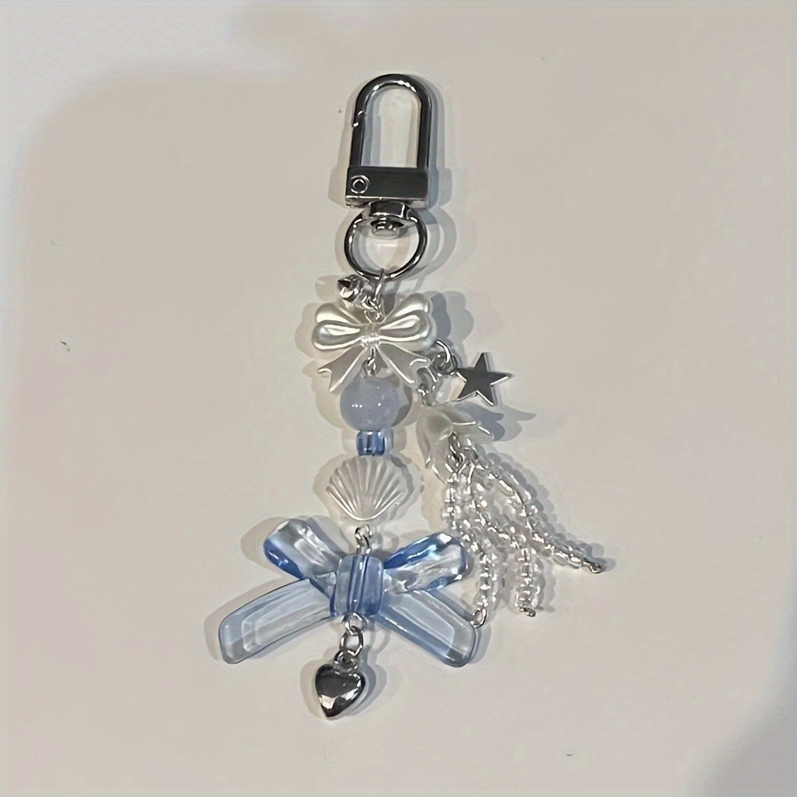 

Chic Blue Seaweed Beaded Keychain - Resin Charm For Phone, Card Holder & Pencil Case | Fashionable Women's Accessory