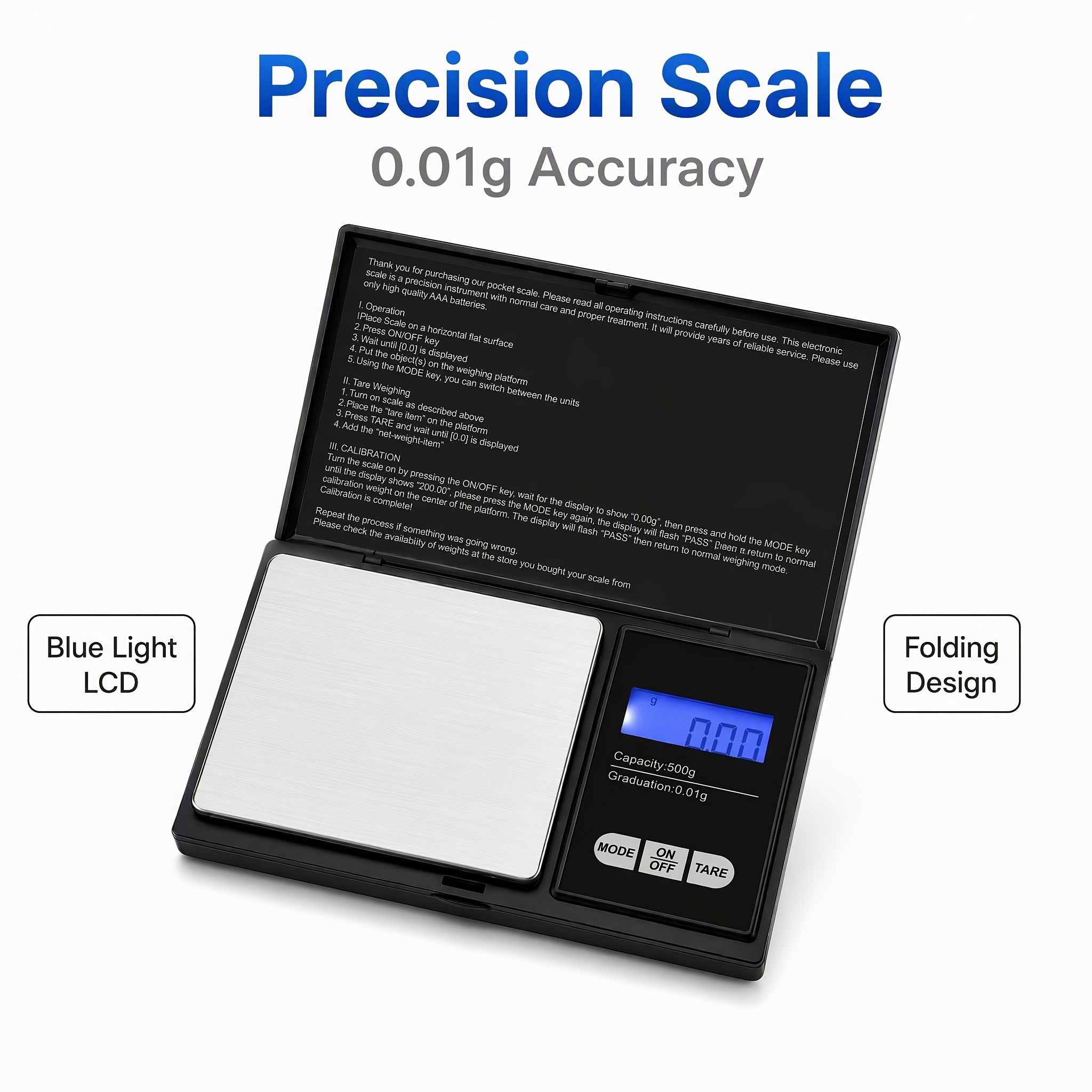 TEMU Portable Mini Jewelry Scale, Kitchen Digital Scale - 0.01g Scale With Function, Unit Conversion (g/oz), Anti-tip Design, Made Of Durable Abs