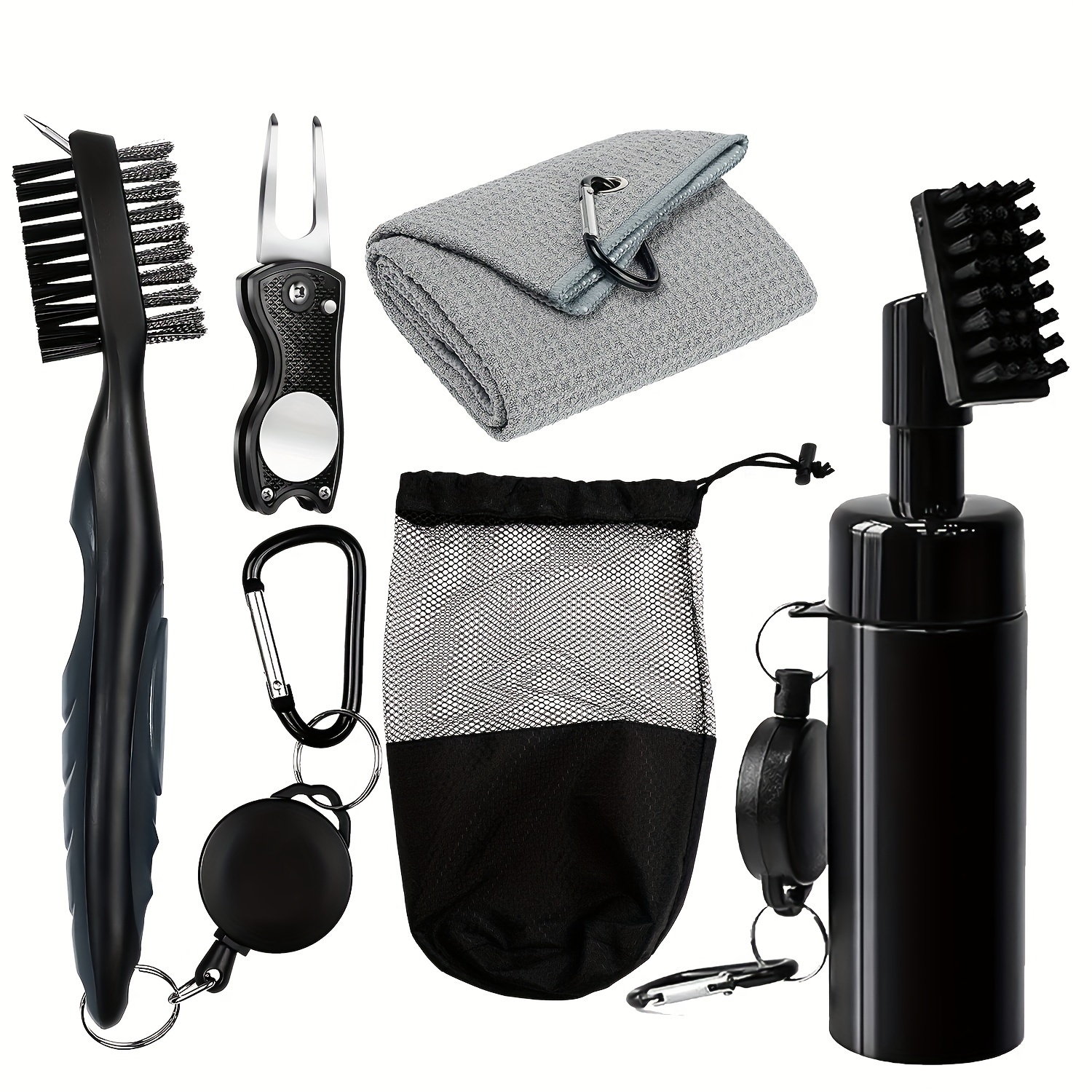 

Golf Cleaning , Brush, Golf Club Brush, Golf Towel, Repair Tool And Golf Mesh Bag- Golf Accessories For