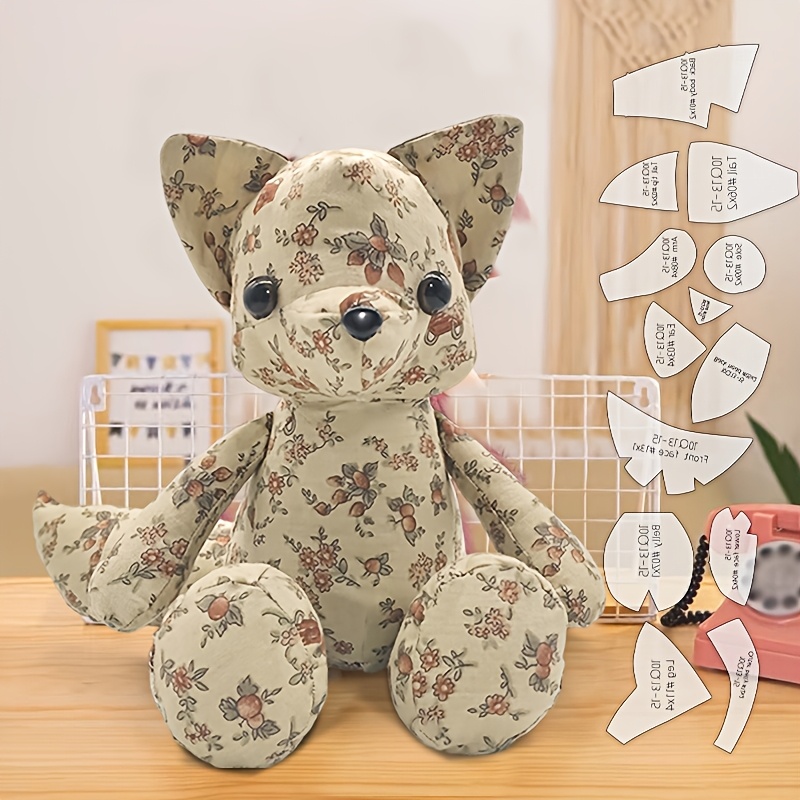 

13pcs Diy Fox Crafting Kit - Transparent Pet Sewing Templates For A Sitting Fox Plush - Includes Patterns For Embroidery & Quilting - Ideal Handmade Gift & Decoration Tool