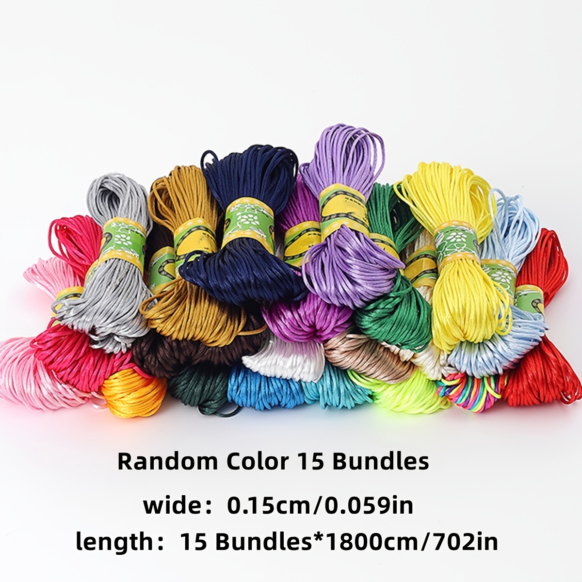 TEMU 15 Bundles Polyester Beading Cord - Non-elastic Handmade Diy Crafting Thread For Jewelry Making, Bracelets, Necklaces, And Decorative Accessories
