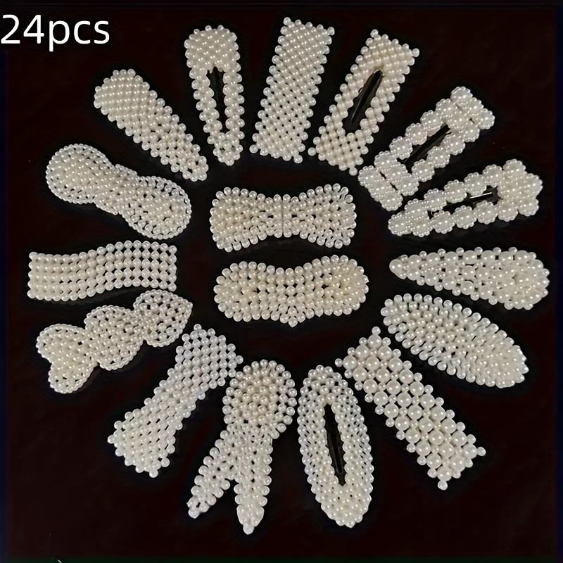 TEMU 12/24pcs Pinza Decorativa de Perlas BB Clip Elegante Horquilla para Flequillo Accesorios para Peinados de Mujer Estilo Aleatorio