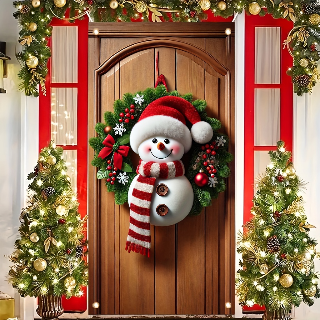 

1pc Snowman Wreath, 35x70 Multifunctional Hanging For & Decoration, No Needed