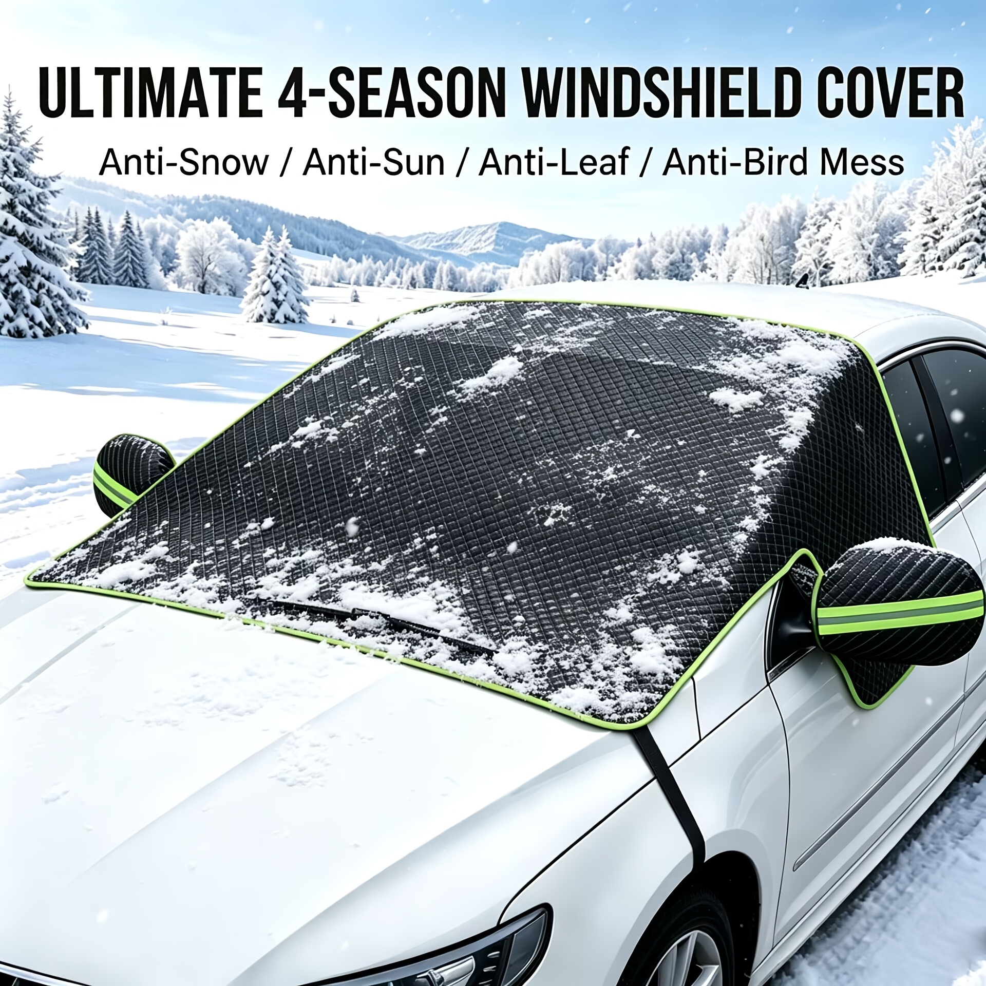 TEMU Car Snow Shield Sunshade For Windshield Half Cover Car Cover Magnetic Oxford Cloth Snow Shield