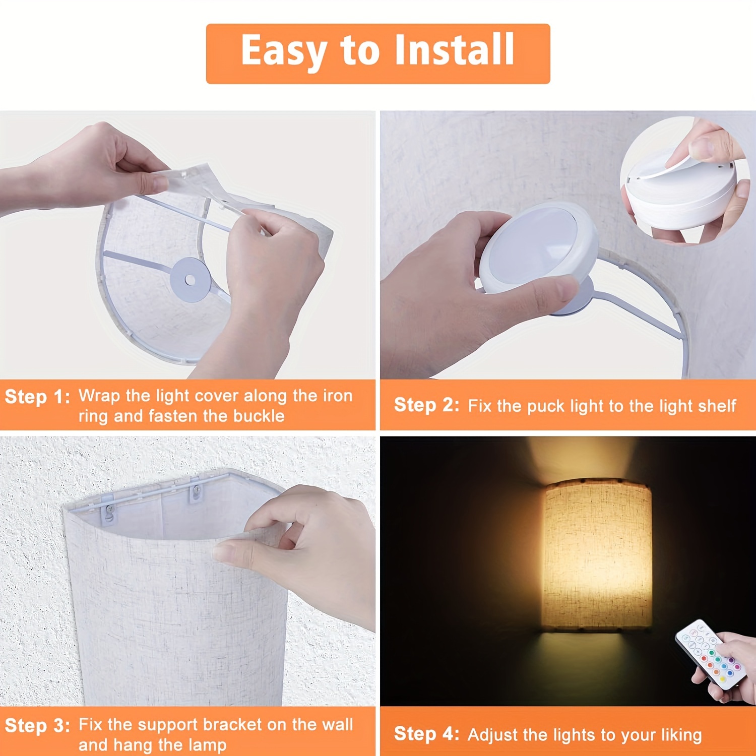 RGBW Remote Controlled LED Wall Lamp Set