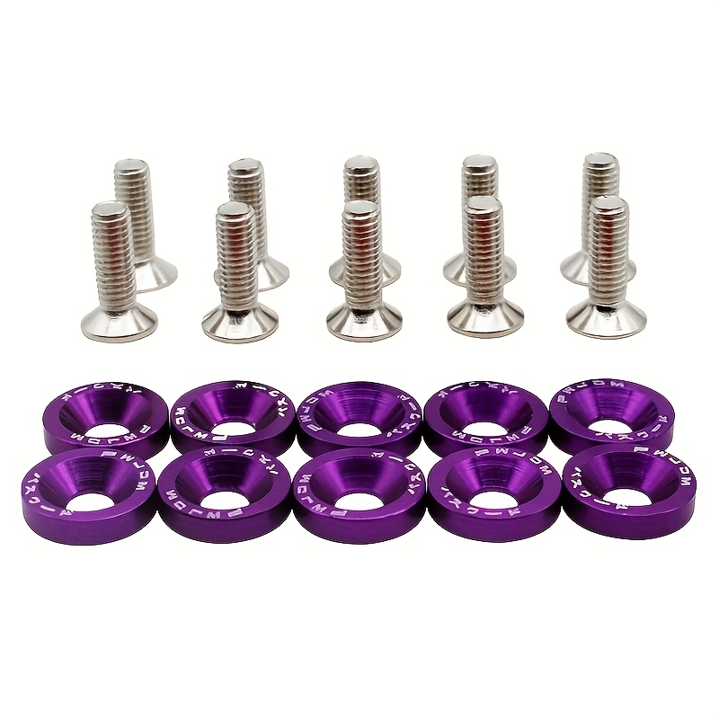 20pcs Universal Automotive Modification Hex Fastener Set | Fender Washer Bumper Engine Screws, Fender Washers, M6 Bolts, Aluminum Alloy, Universal Type