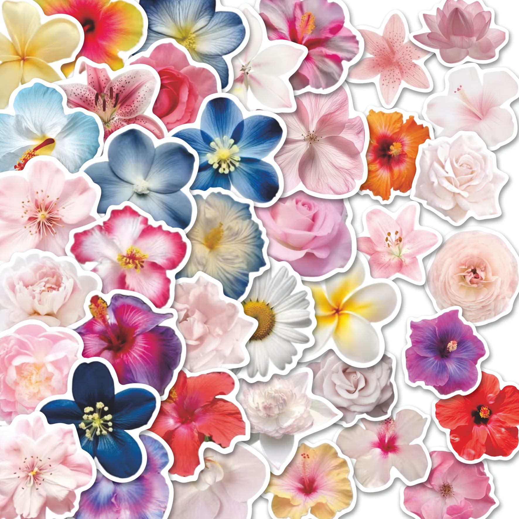 50pcs Gentle Floral Stickers Pack | Sweet Vinyl Decals With Graphics | For Phone, Luggage & Decor | For Plant Fans & Warm Vibe Enthusiasts