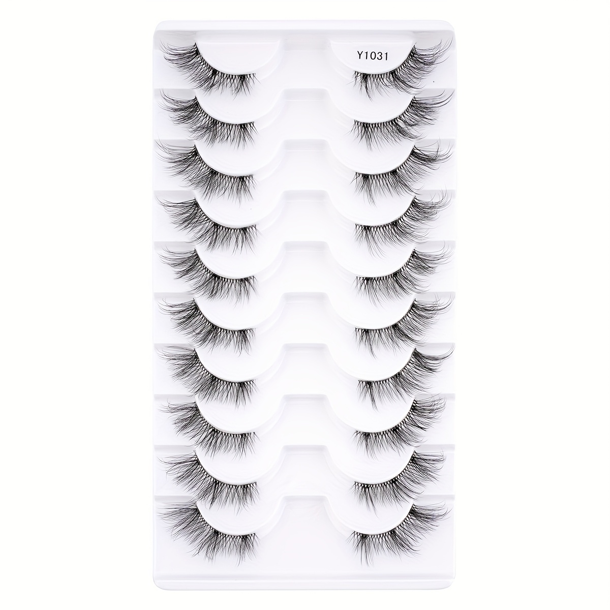 10 Pairs Clear Band Soft Natural Wispy Cat Eye Lashes Eye Tail Lengthening False Eyelashes