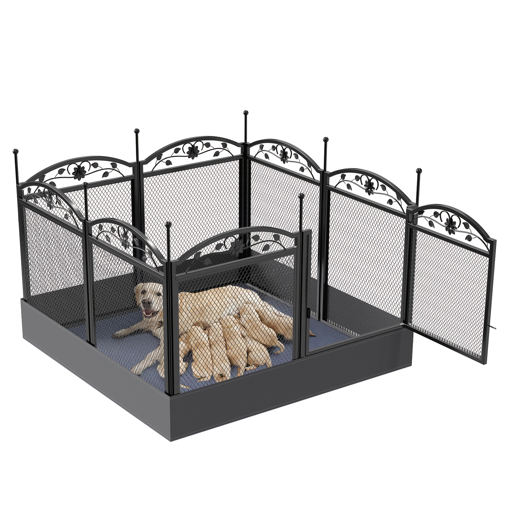 TEMU Sturdy 8-panel Dog Playpen: Metal Fence For Puppies And Dogs, Suitable For Indoor And Outdoor Use, Collapsible Pet Exercise Enclosure With Pad,