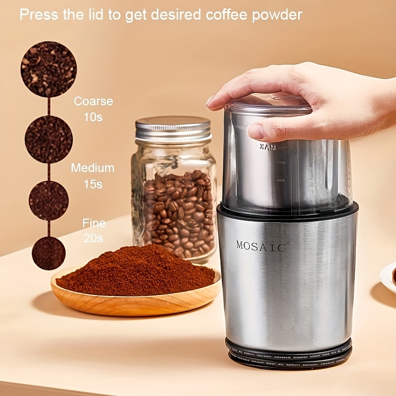 

Electric Coffee Powder, Mosaic Coffee Cup, Coffee And Espresso With 2 Dishwasher Safe Stainless Steel Bowls For Coffee And And Spices